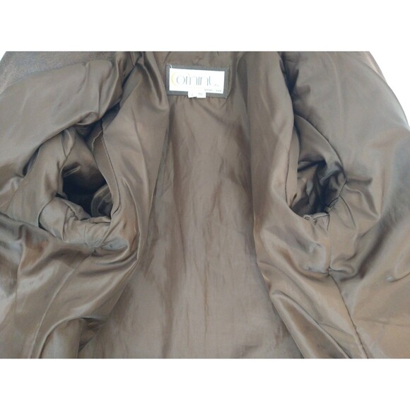 Comint Leather Button Up Jacket Coat Size L Chocolate Brown Pockets Classic - Picture 4 of 15